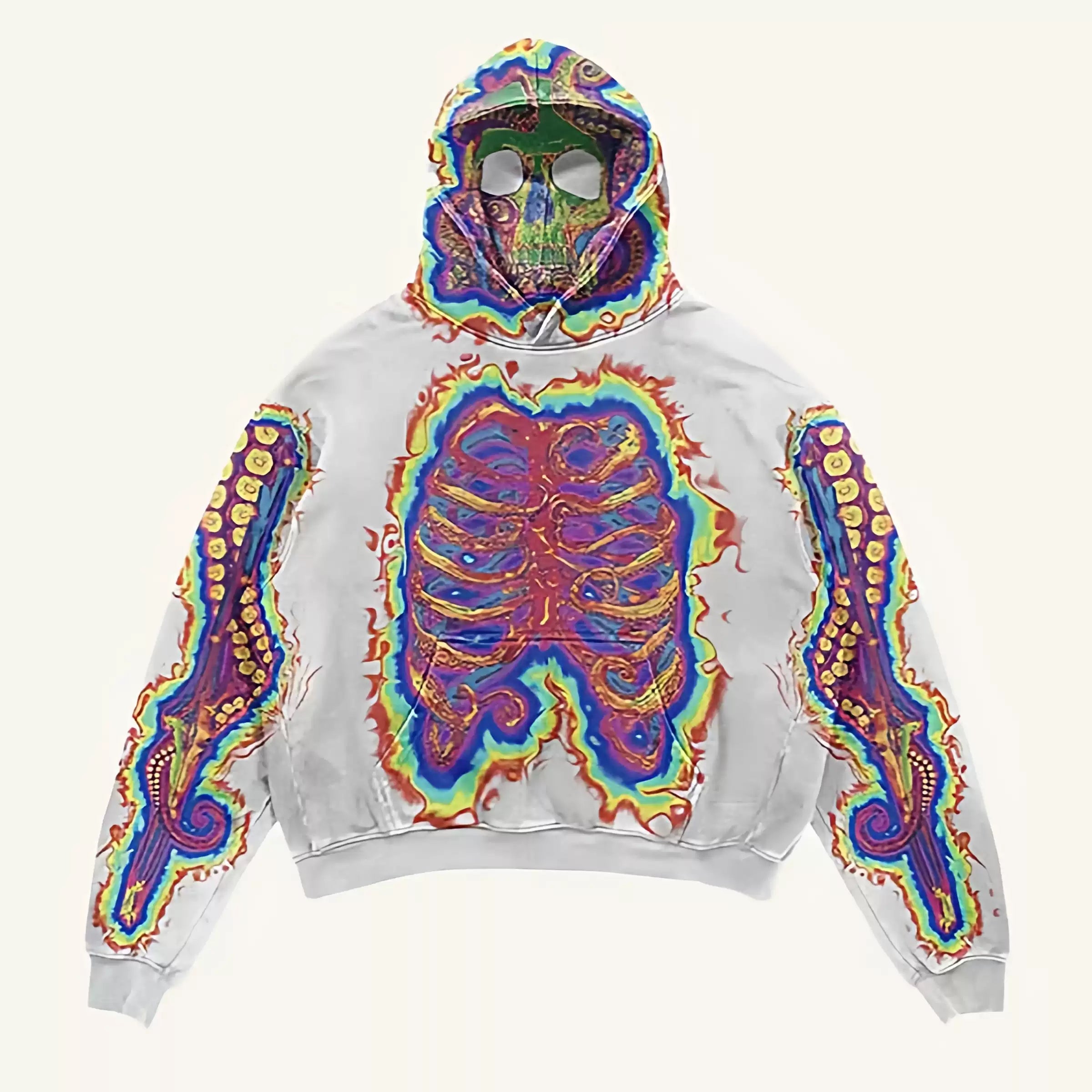 Colorful Skeleton Print Oversized Hoodie