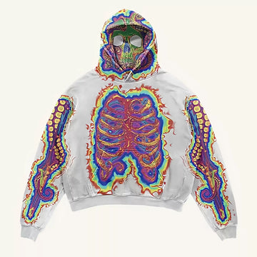 Colorful Skeleton Print Oversized Hoodie