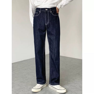 Dark Wash Casual Straight Leg Jeans