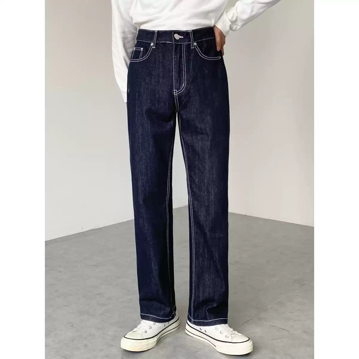 Dark Wash Casual Straight Leg Jeans