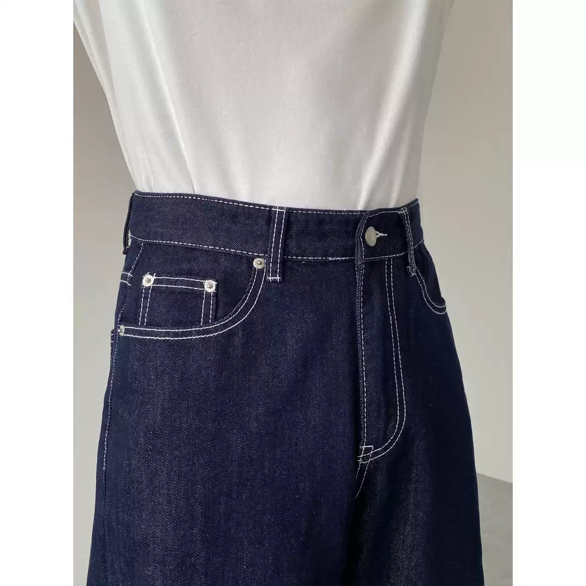 Dark Wash Casual Straight Leg Jeans