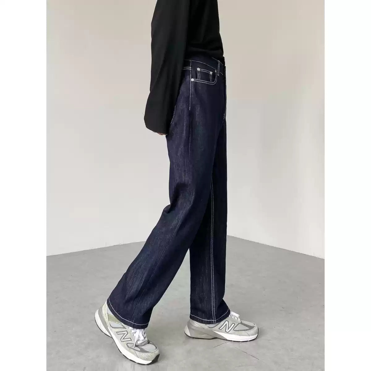 Dark Wash Casual Straight Leg Jeans