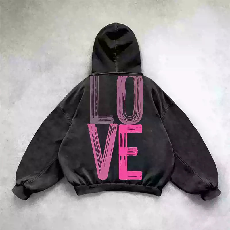 Gothic Heart Chain Print Street Hoodie