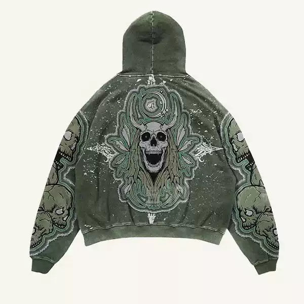 Skull Graphic Fleece Pullover Hoodie