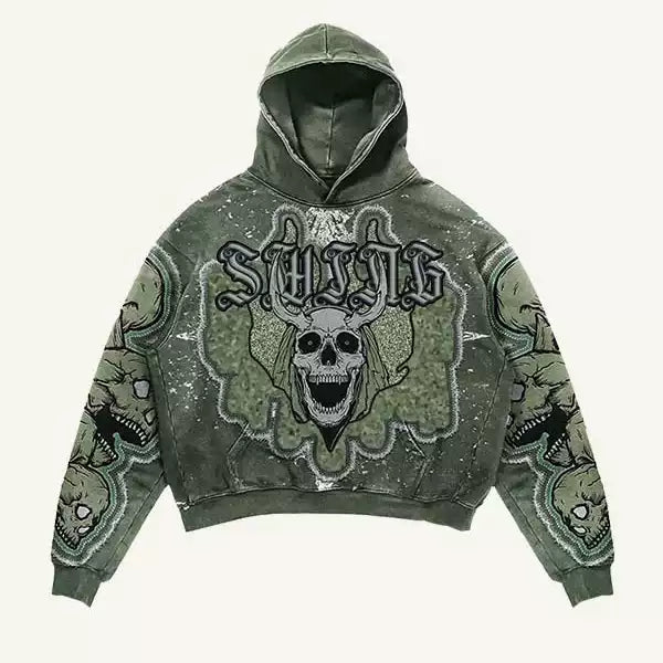 Skull Graphic Fleece Pullover Hoodie