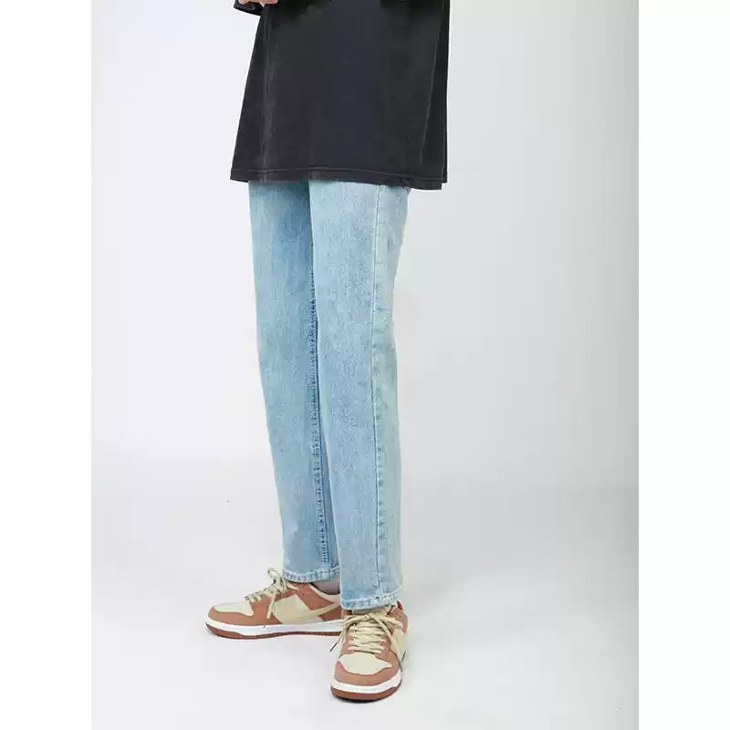 Light Blue Cropped Straight Jeans