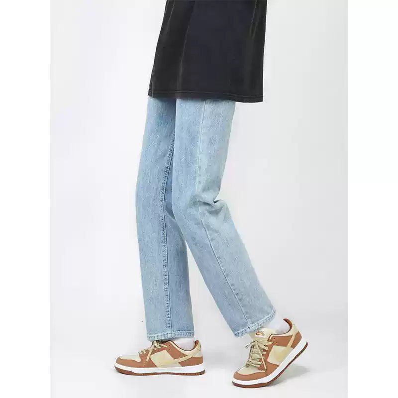 Light Blue Cropped Straight Jeans