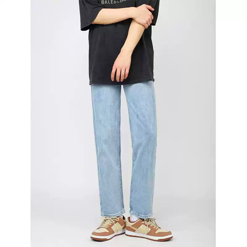Light Blue Cropped Straight Jeans