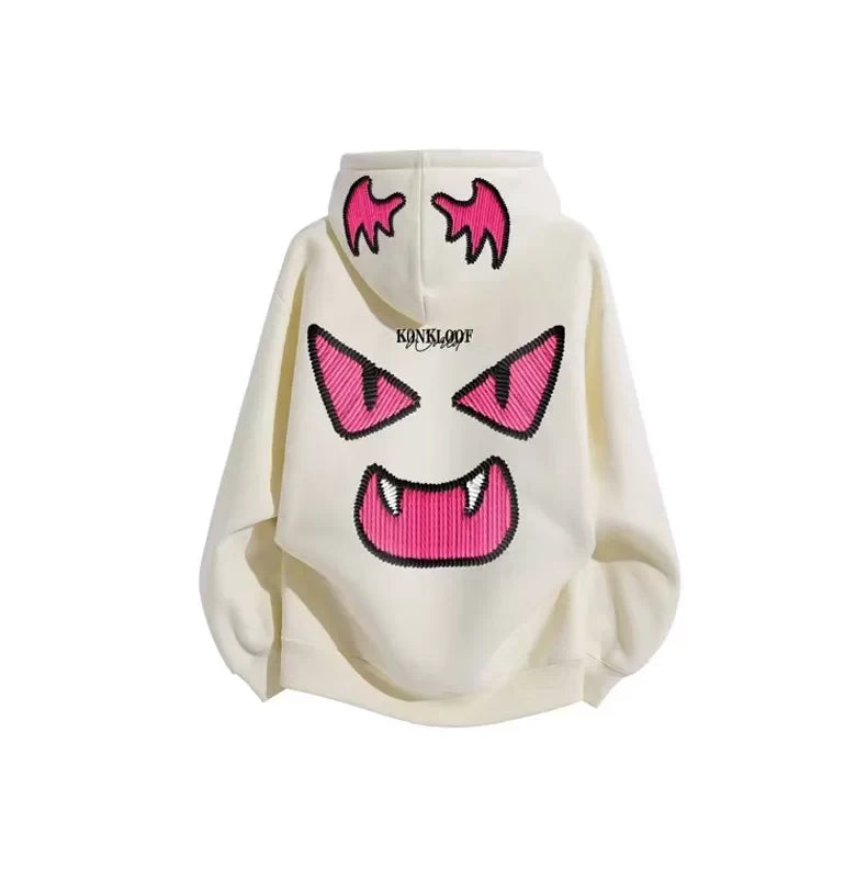Oversized Monster Graphic Pullover Hoodie