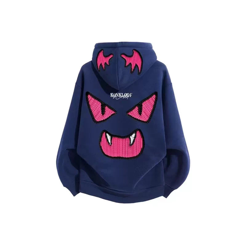 Oversized Monster Graphic Pullover Hoodie
