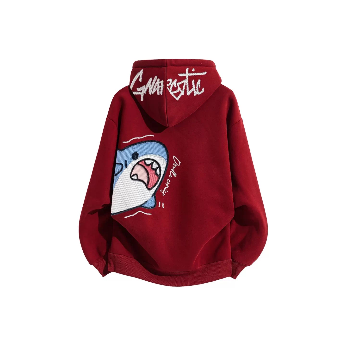 Oversized Shark Graphic Fleece Hoodie
