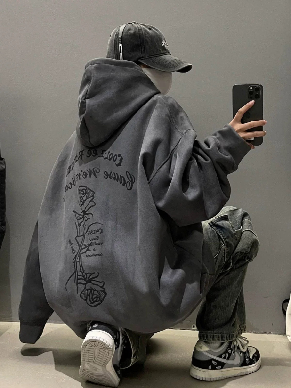 Vintage Rose Graphic Pullover Hoodie
