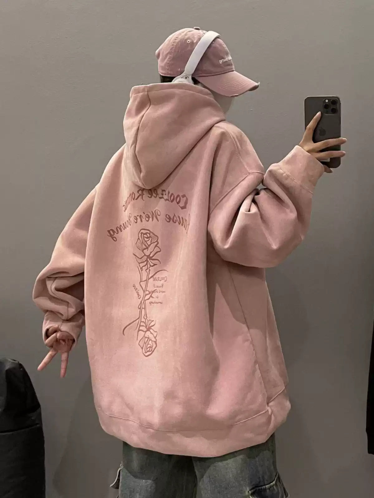 Vintage Rose Graphic Pullover Hoodie