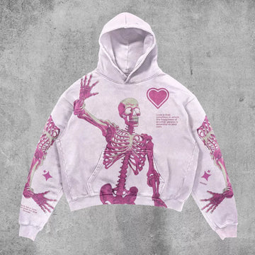 Skeleton Love Graphic Oversized Hoodie