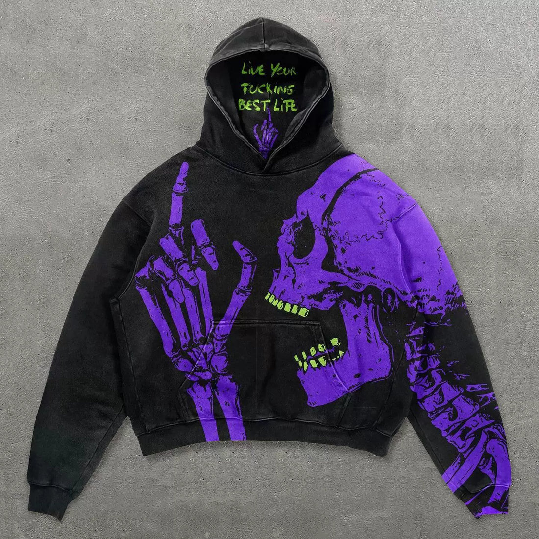 Skeleton Love Graphic Oversized Hoodie
