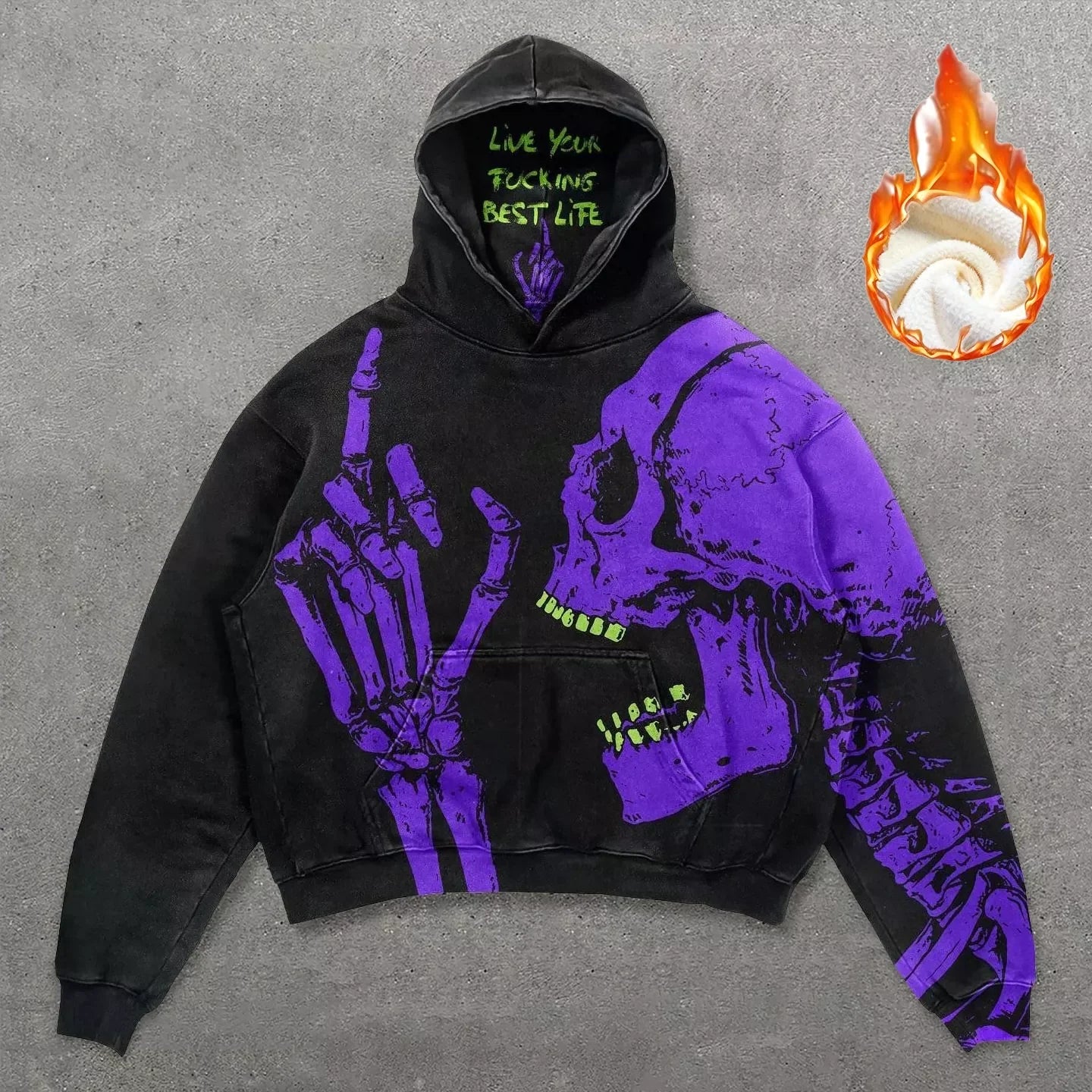 Skeleton Love Graphic Oversized Hoodie