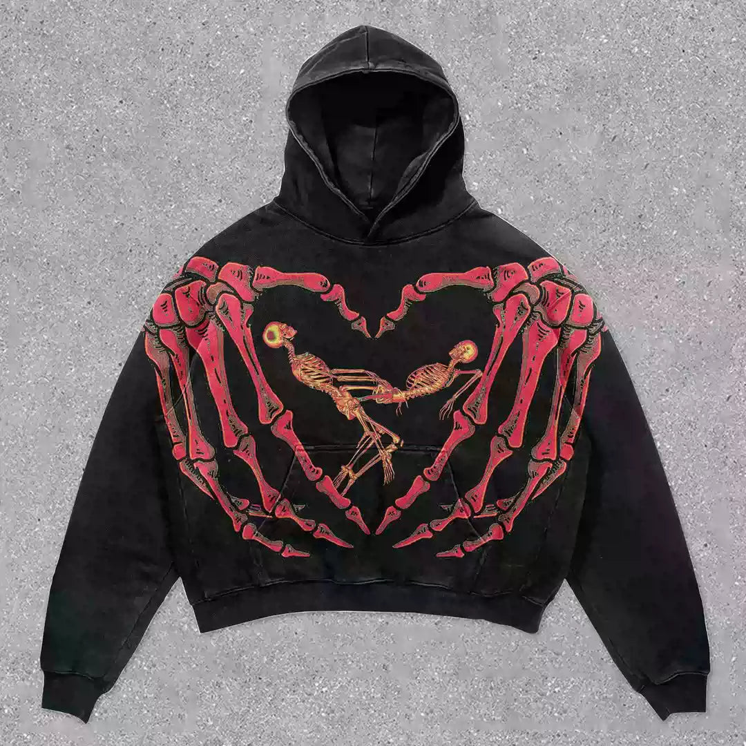 Skull Bones Graphic Fleece Hoodie