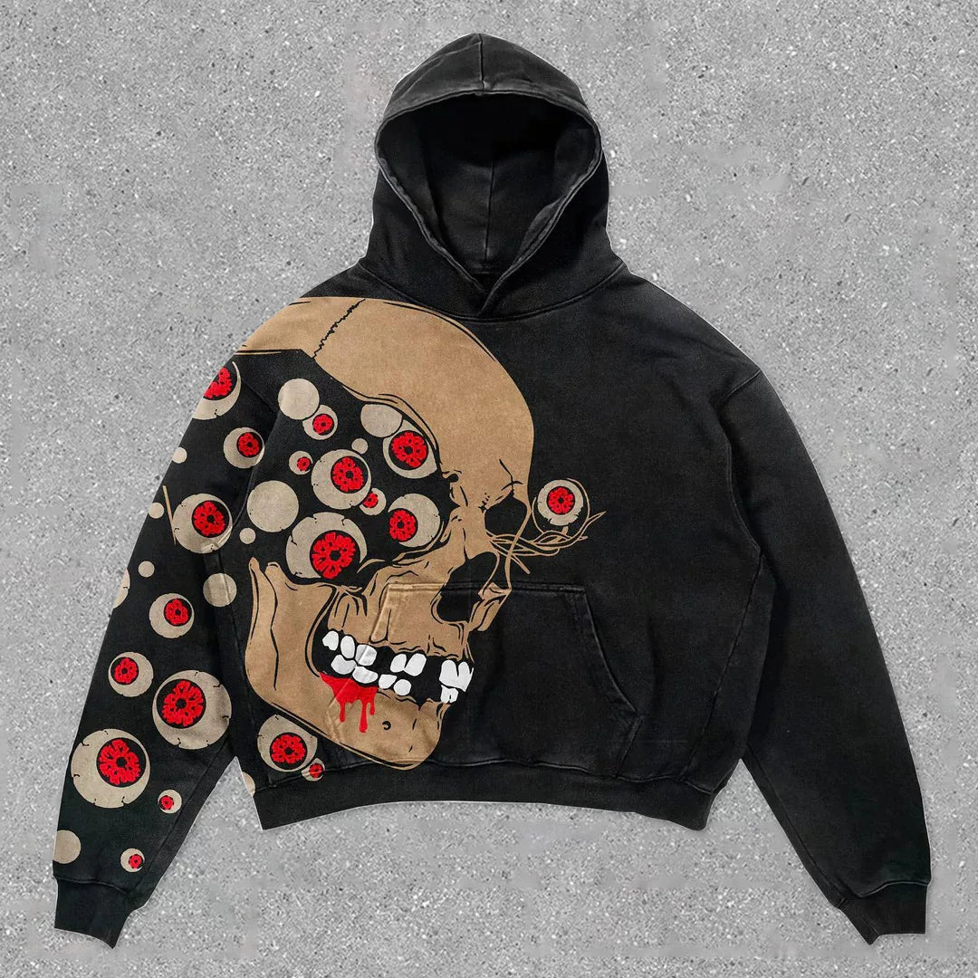 Skull Bones Graphic Fleece Hoodie