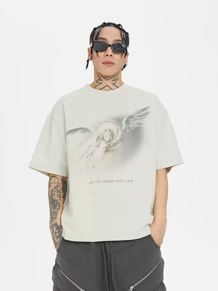Vintage Angel Graphic Cotton T-Shirt