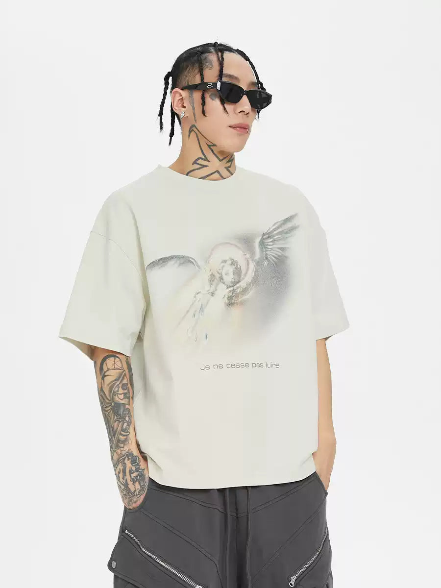 Vintage Angel Graphic Cotton T-Shirt